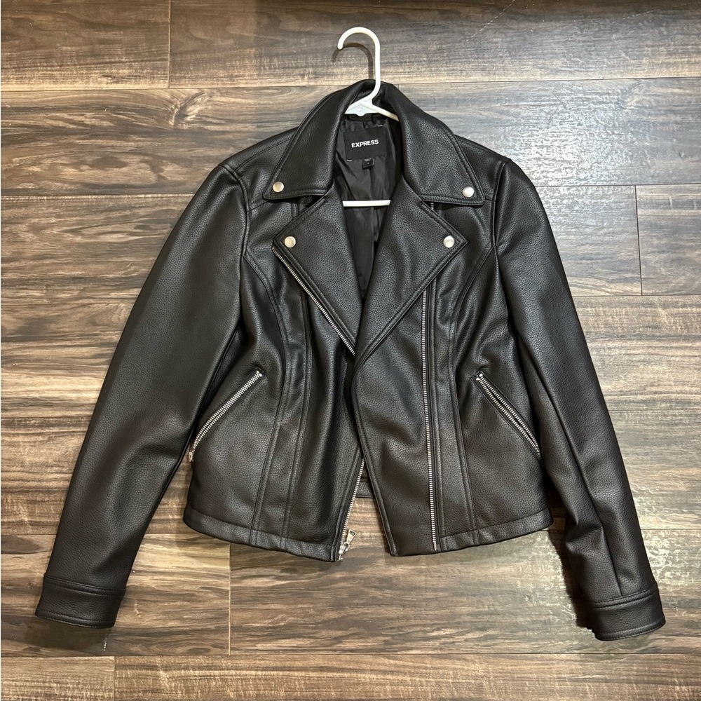 Express Women's Black Faux Leather Jacket